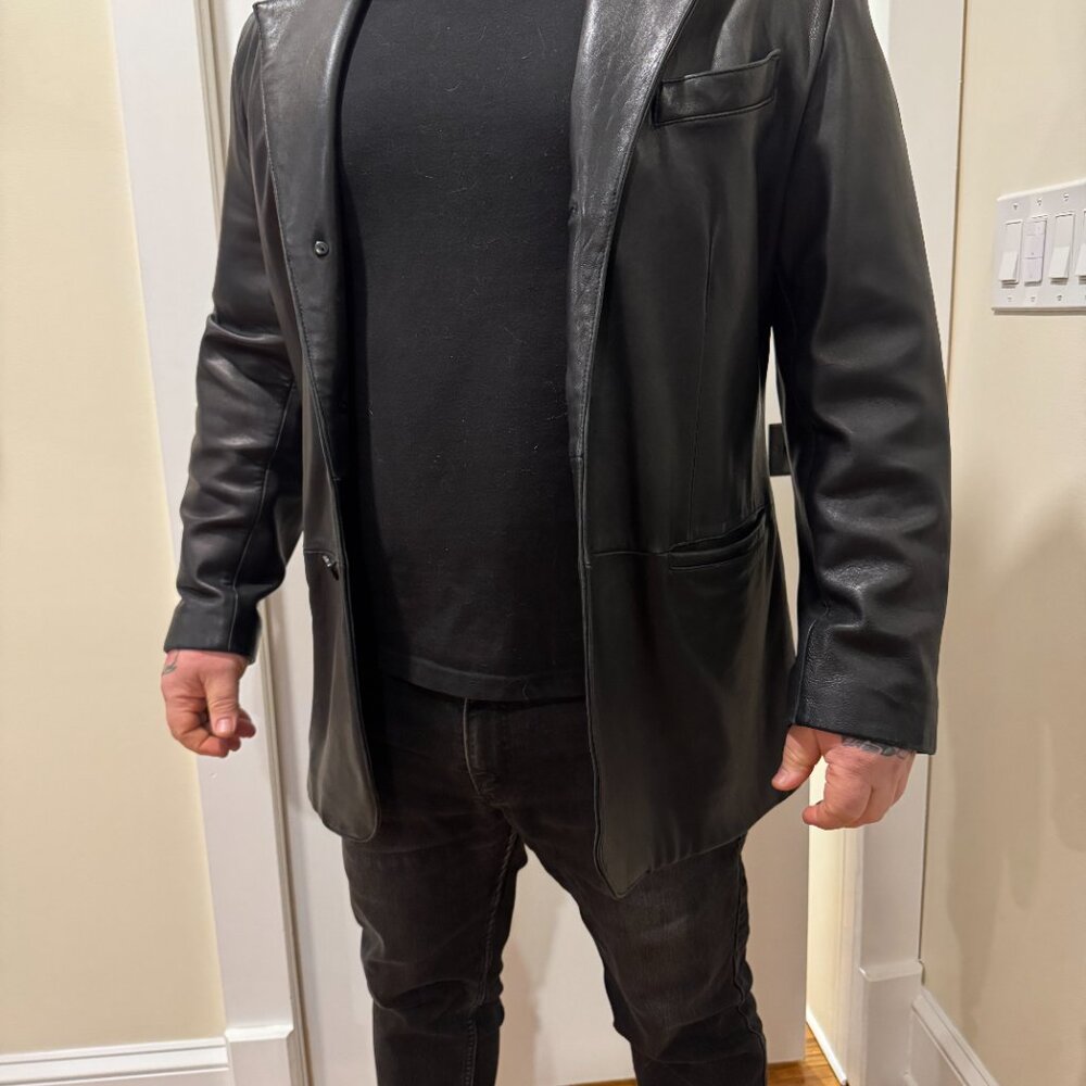You’re not cool…change that with this VINTAGE Y2K Leather Sports Jacket - Picture 8 of 9